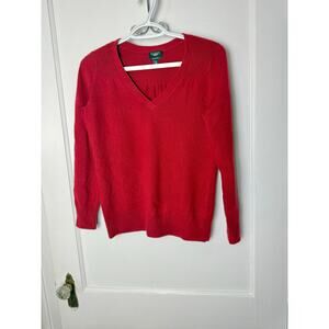 Talbots Sweater Women's Small Red V-neck Cashmere Petite Classic Relaxed